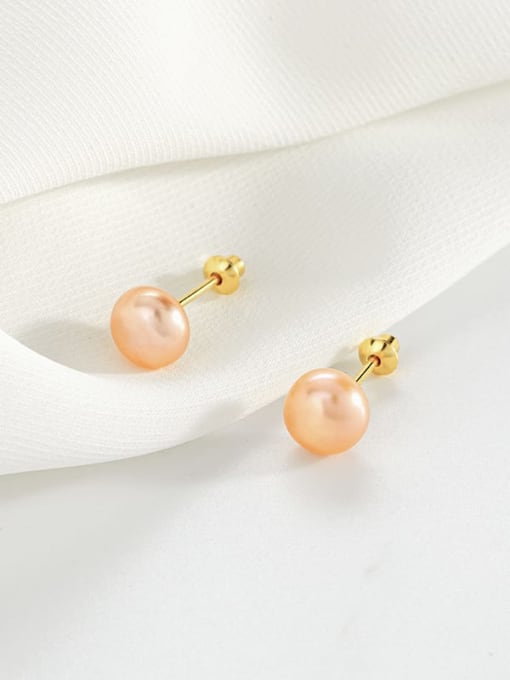 ES1710 [Orange Gold Account] 925 Sterling Silver Imitation Pearl Round Minimalist Stud Earring